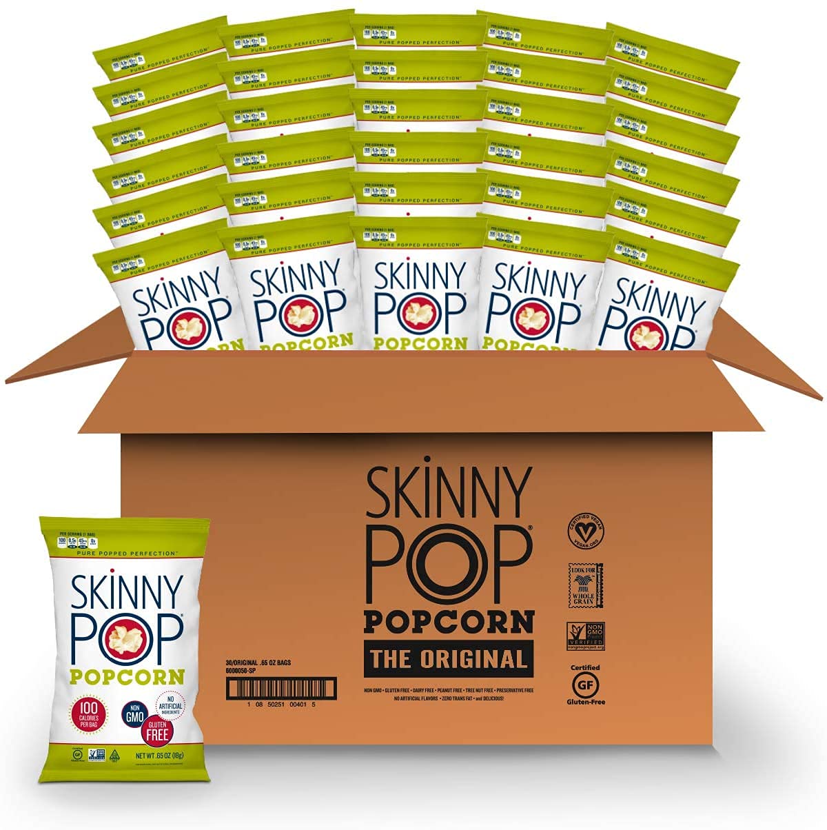 SkinnyPop Original Popcorn, Welch's Fruit Snacks, Gluten-Free School Lunch Snacks (Pack of 70)